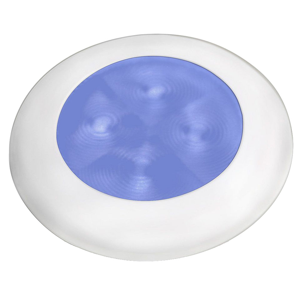 Hella Marine Slim Line LED &#39;Enhanced Brightness&#39; Round Courtesy Lamp - Blue LED - White Plastic Bezel - 12V [980502241]
