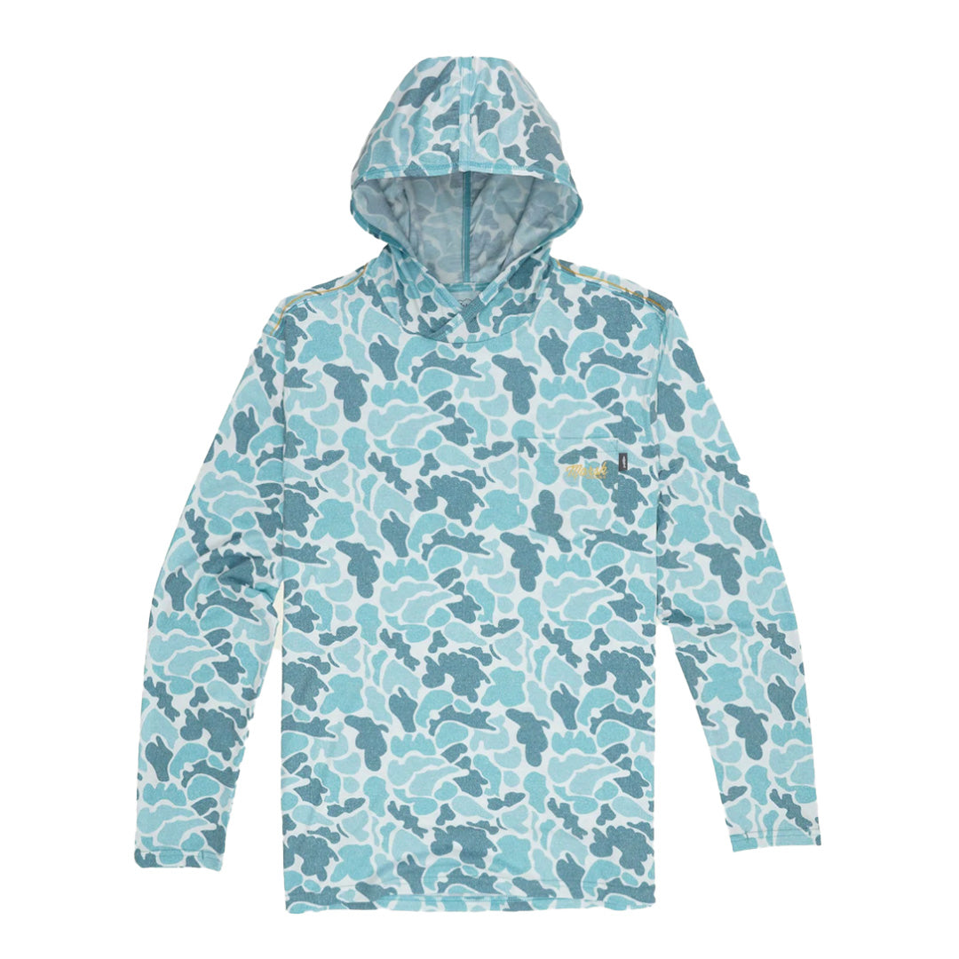 Marsh Wear Teal Camo Mallard Pamlico Hooded Sun Shirt