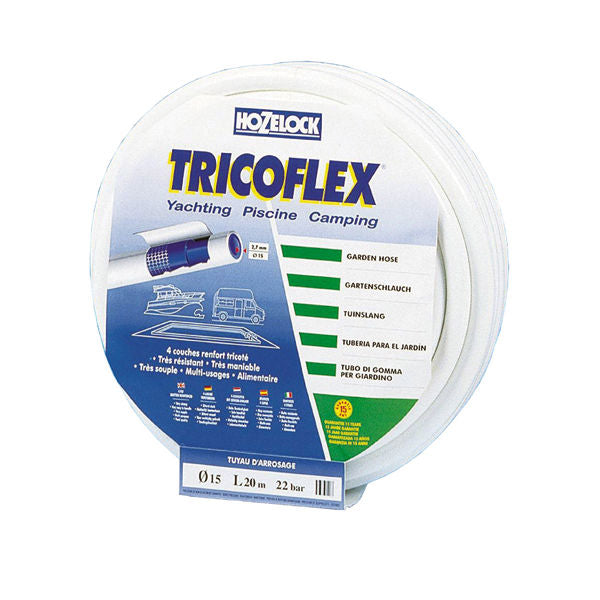 Tricoflex Water Hose, 15mm x 25 m - White 82'