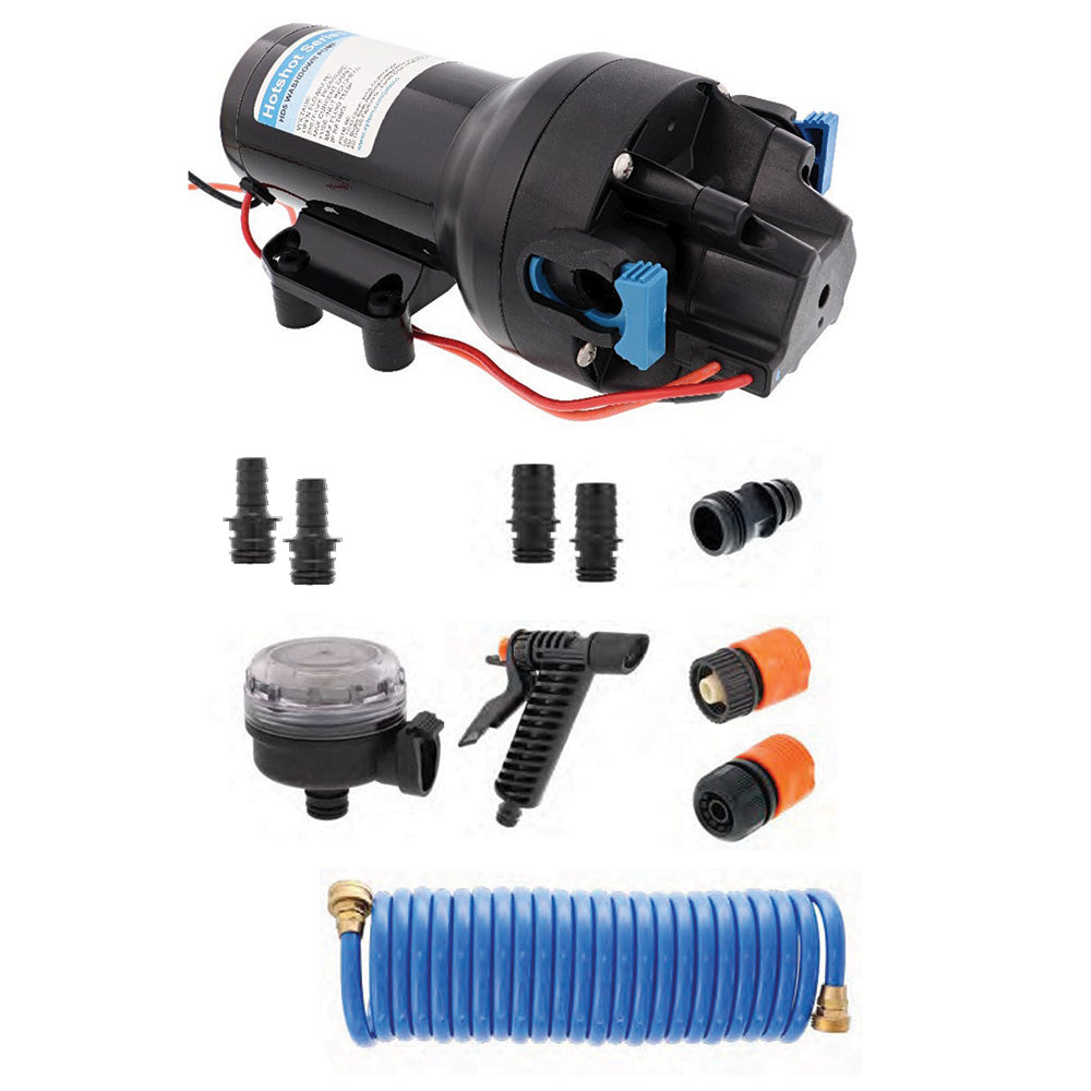 Jabsco HotShot HD5 Heavy Duty Washdown Pump Kit w/25&#39; HoseCoil - 12V - 5GPM - 70PSI [P501J-119N-4A]