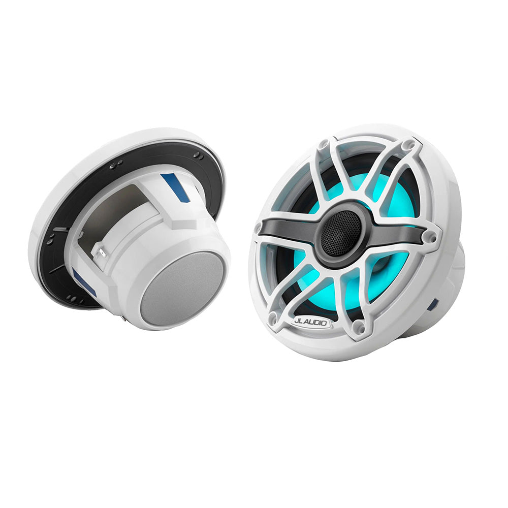 JL Audio M6 Series 6.5&quot; Marine Coaxial Speakers w/Gloss White Sport Grille  Transflective LED Lighting - M6-650X-S-GwGw-i [010-03093-00]