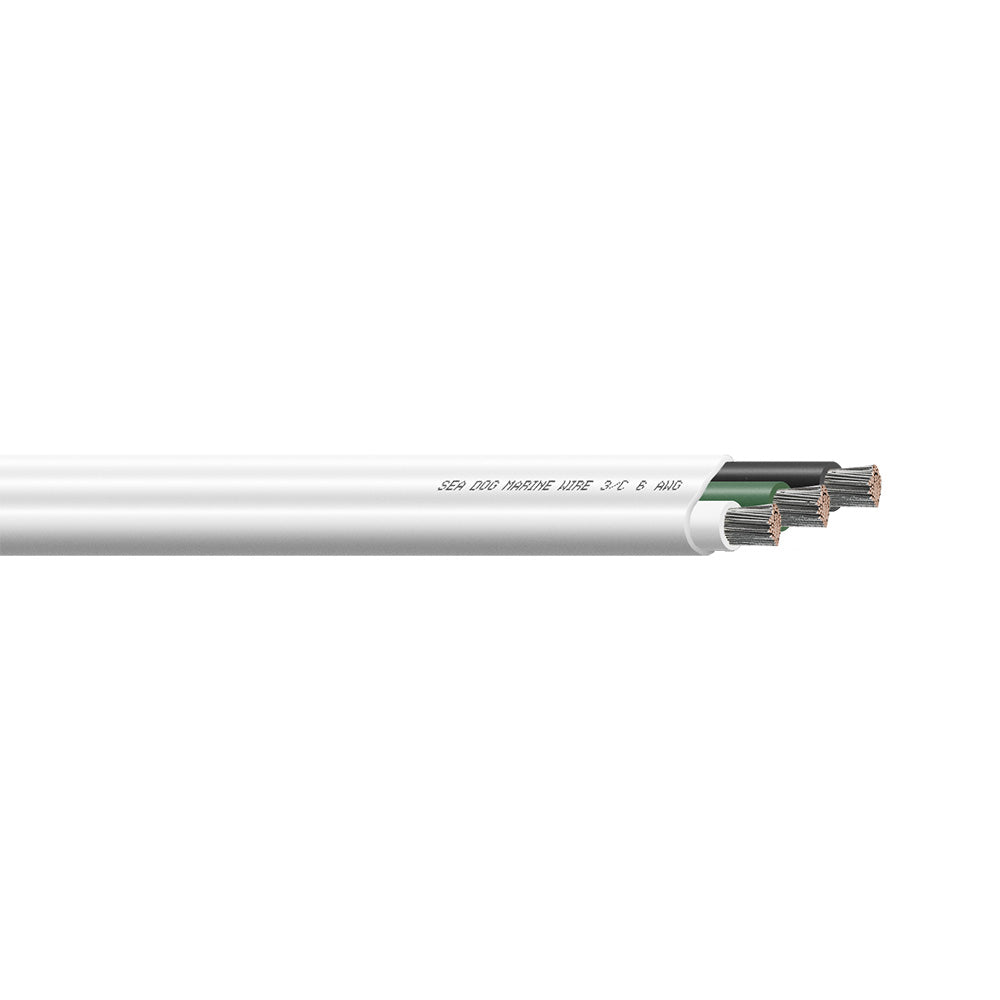 Sea-Dog 6/3 AWG Flat Triplex Wire - White/Green/Black - 100&