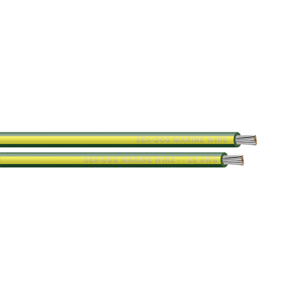Sea-Dog 10 AWG Green/Yellow Stripe Primary Wire - 100&
