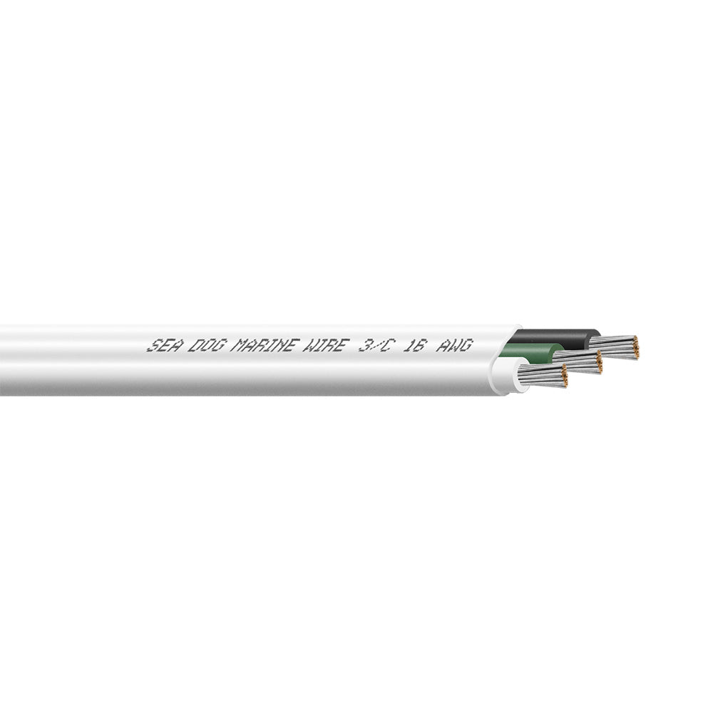Sea-Dog 16/3 AWG Flat Triplex Wire - White/Green/Black - 500&