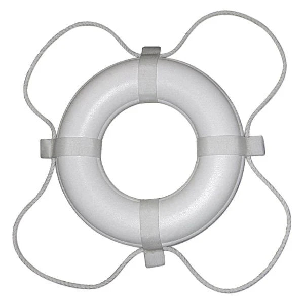 TAYLOR MADE 24" WHITE W/WHITE ROPE FOAM RING BUOY [361]