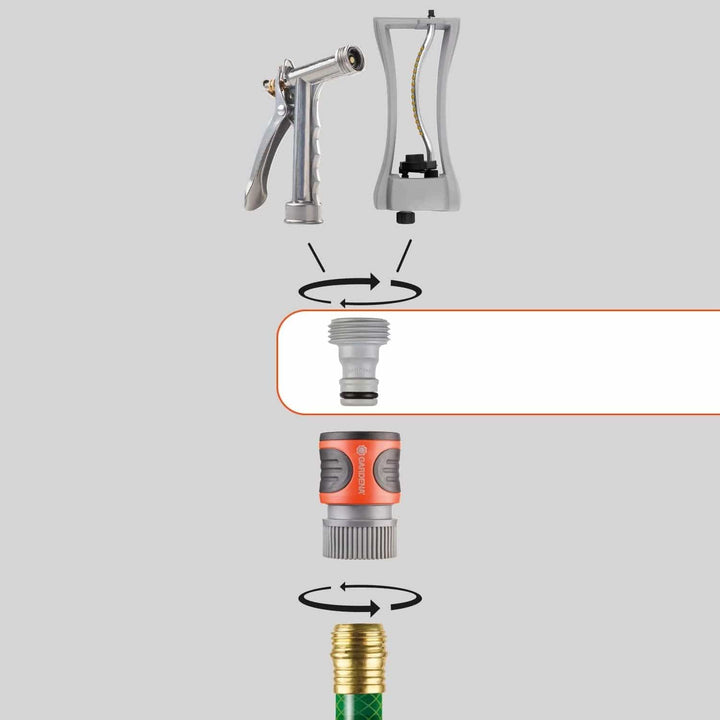 Gardena Hose Adapter Quick Connect to Male Thread - Sold as 2pk