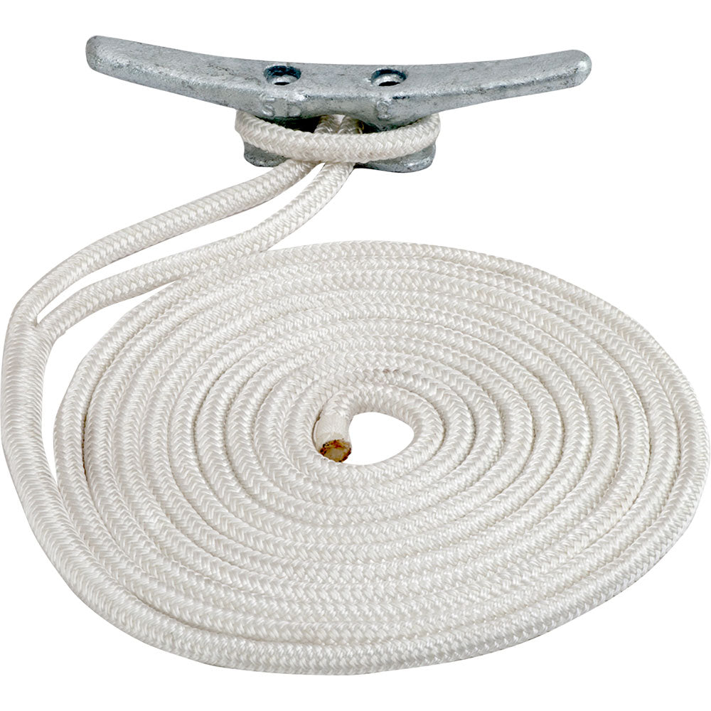 Sea-Dog Double Braided Nylon Dock Line - 1/2" x 15 - White [302112015WH-1]