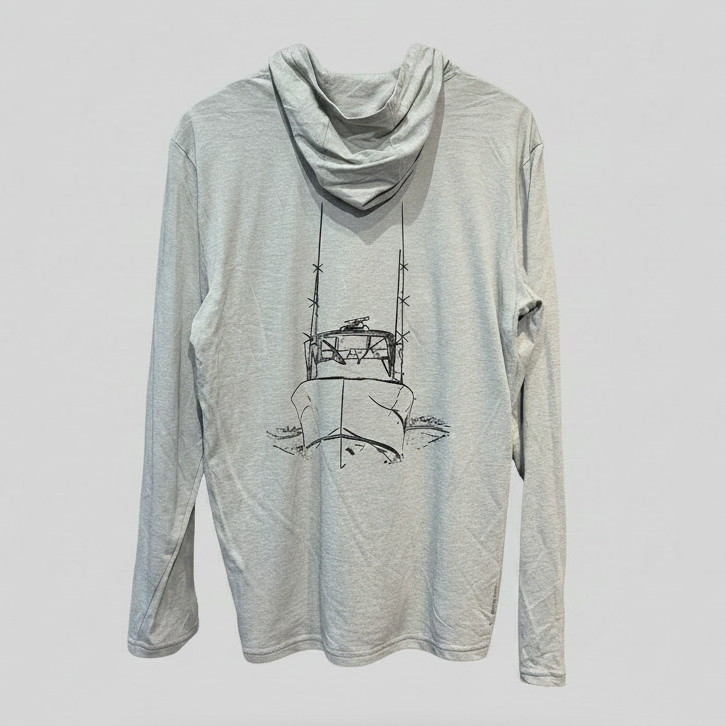 Sportfish Outfitters X Florence Marine Tech Hooded "Comin Home" Sun Shirt - Light Heather Grey