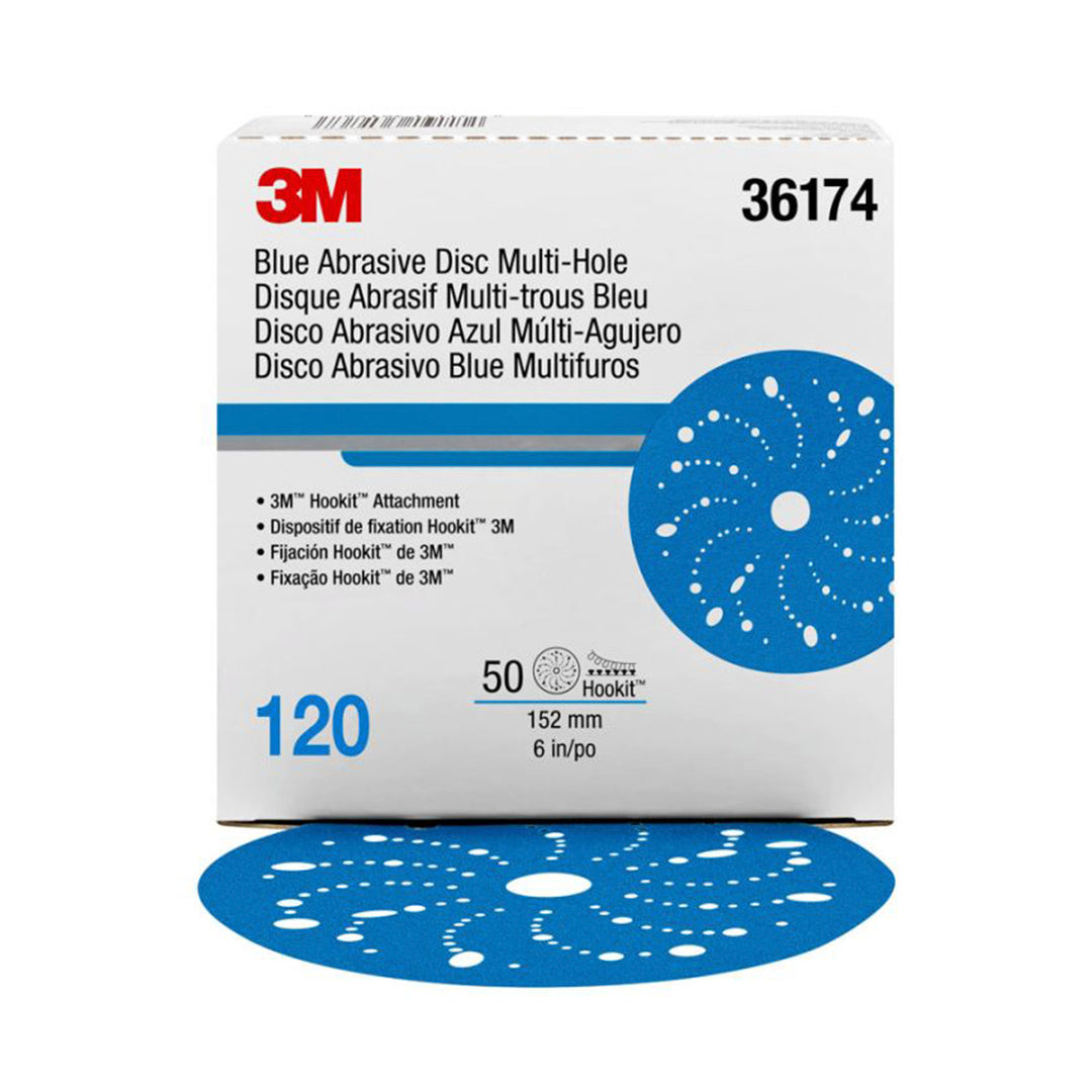 3M Hookit Blue Abrasive Disc Multi-hole 6″ 120 Grit Each