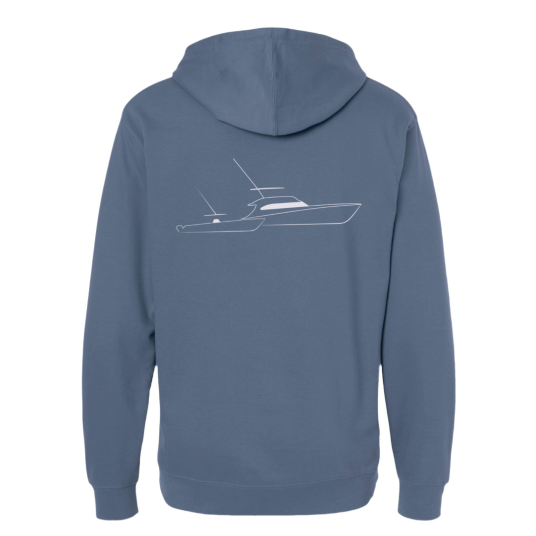 Sportfish Outfitters blue hooded sweatshirt