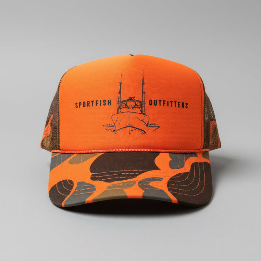 Orange Sportfish Outfitters Running home hat