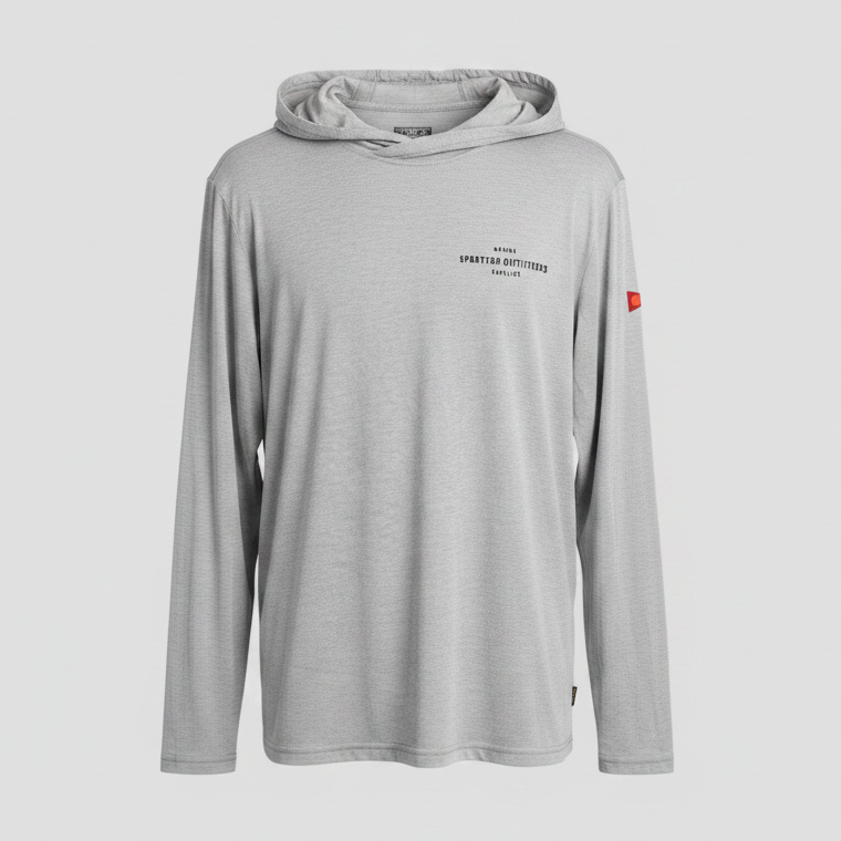 Sportfish Outfitters X Florence Marine Tech Hooded "Comin Home" Sun Shirt - Light Heather Grey