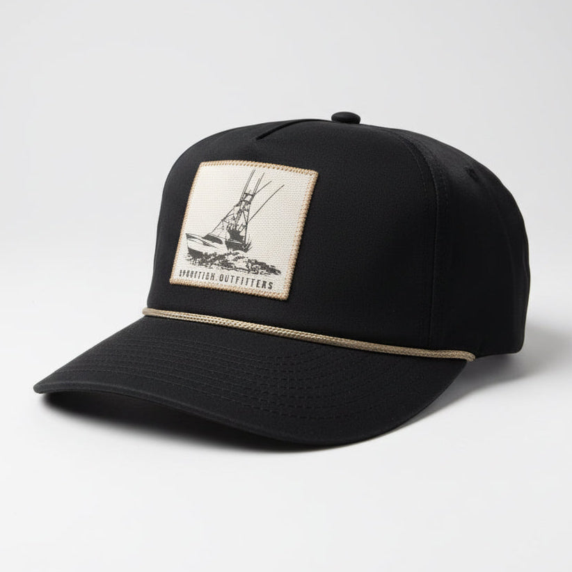 Sportfish Outfitters Black Vintage Running Shot Rope Hat