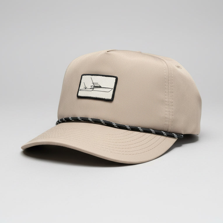 Classic Boats Only Rope Hat Khaki White Patch