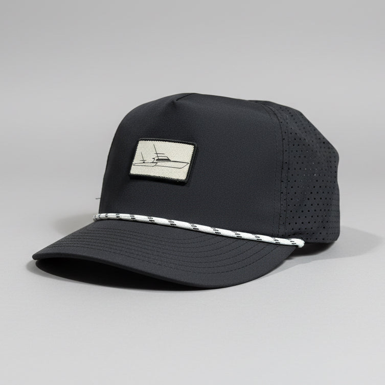 Classic Boats Only Rope Hat Black White Patch