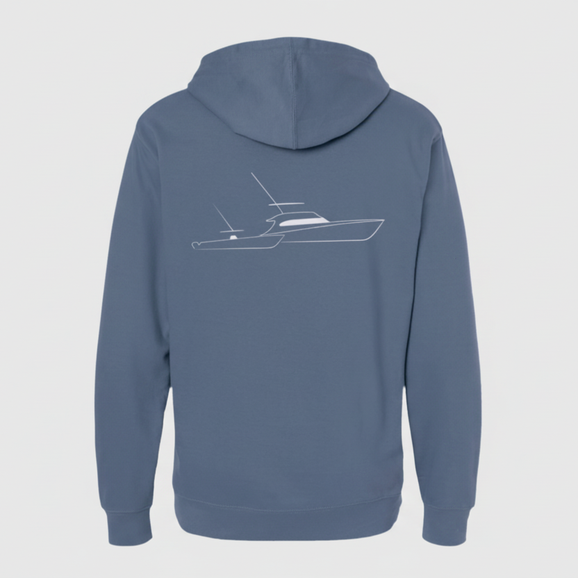Sportfish Outfitters blue hooded sweatshirt