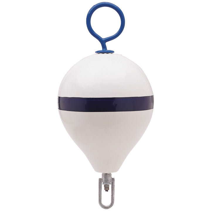 Polyform 13.5" CM Mooring Buoy w/Galvanized Iron - White Blue Stripe [CM-2 WHT W/STR]