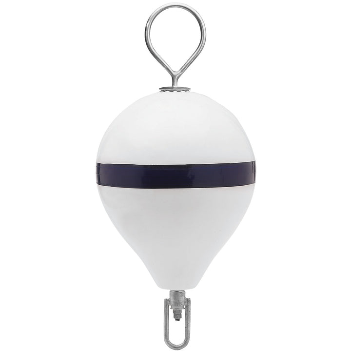 Polyform 17" CM Mooring Buoy w/SS Iron - White Blue Stripe [CM-3-SS WHT W/STR/SS]