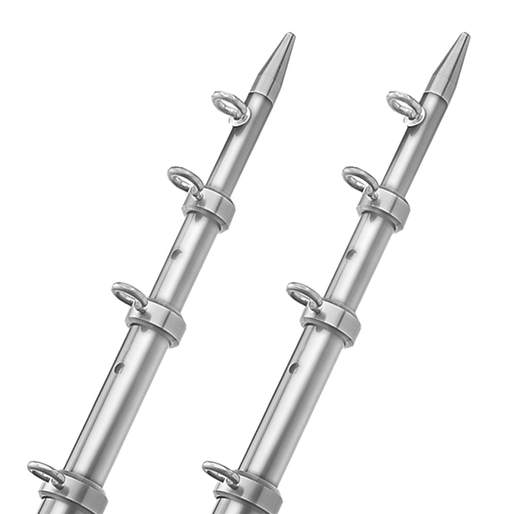 TACO 18&#39; Telescopic Outrigger Poles HD 1-1/2&quot; - Silver/Silver [OT-0552VEL186]