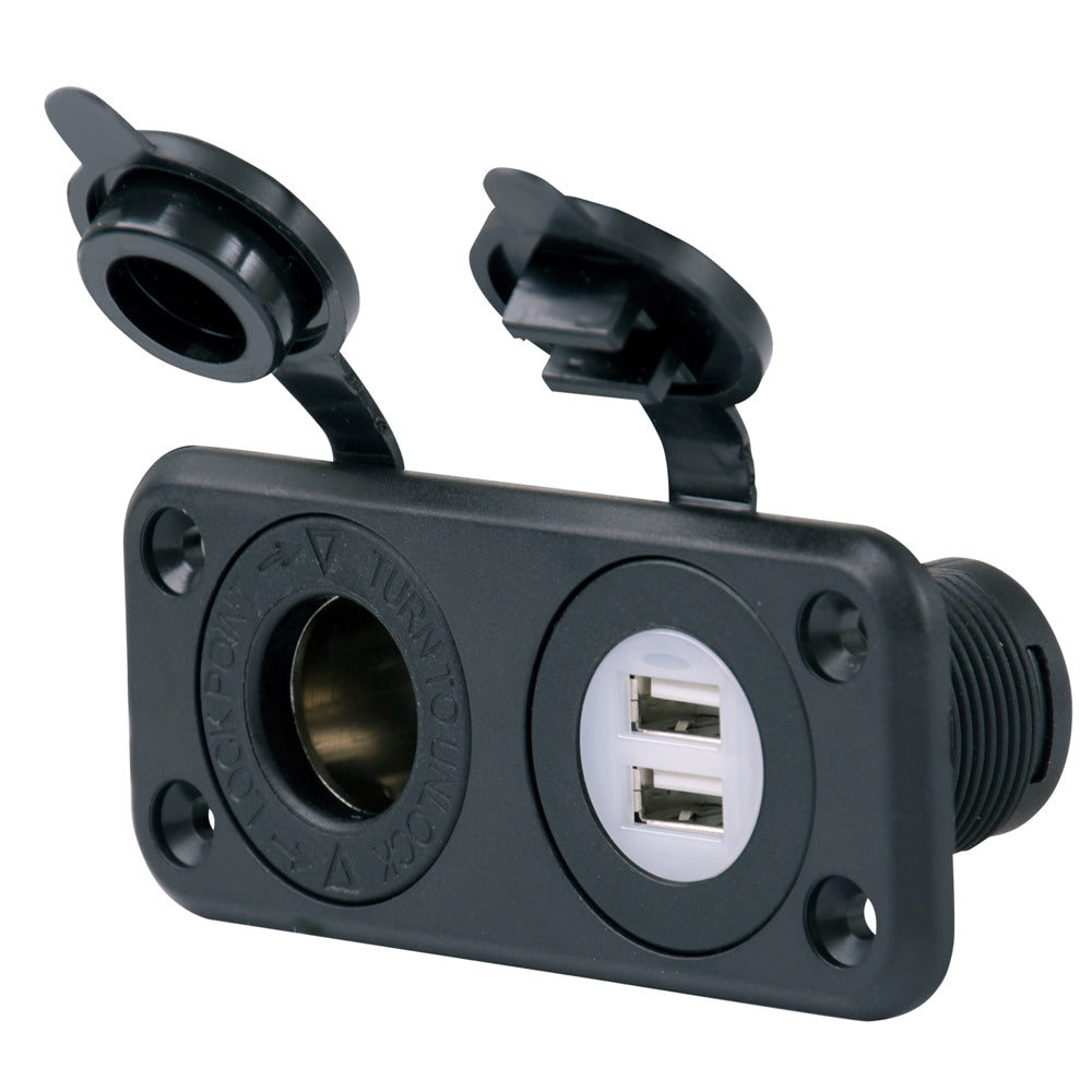 Marinco SeaLink Deluxe Dual USB Charger &amp; 12V Receptacle [12VCOMBO]