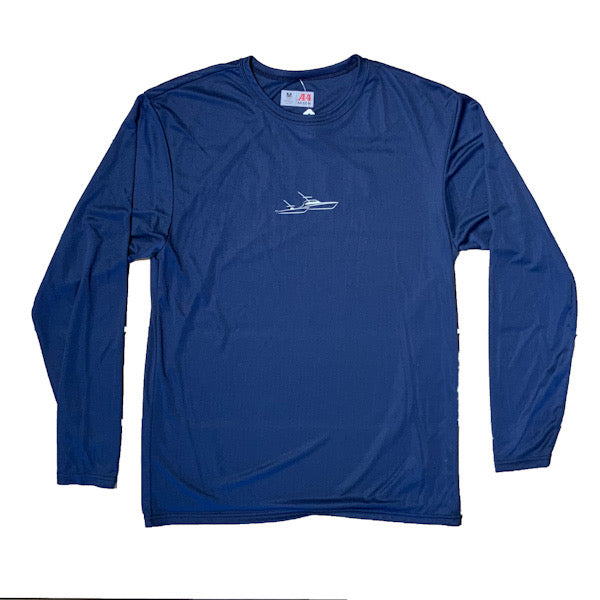 Sportfish Outfitters Mens Long Sleeve Diamond Performance Shirt - Navy