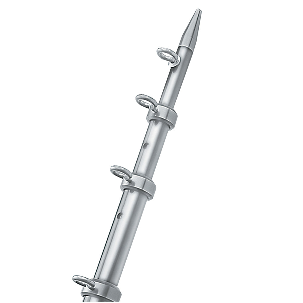 TACO 8&#39; Center Rigger Pole - Silver w/Silver Rings &amp; Tip - 1-1/8&quot; Butt End Diameter [OC-0422VEL8]