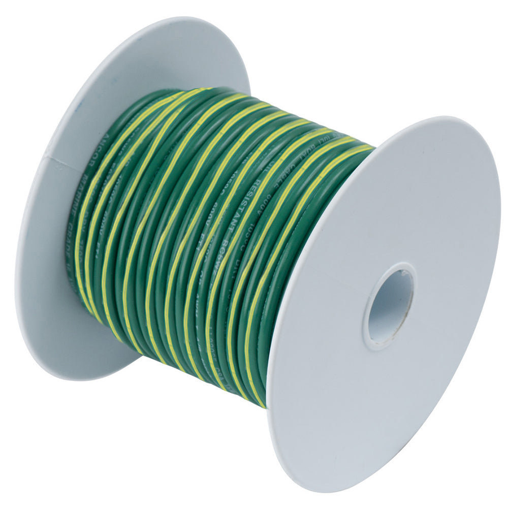 Ancor Green w/Yellow Stripe 10 AWG Tinned Copper Wire - 25&#39; [109302]