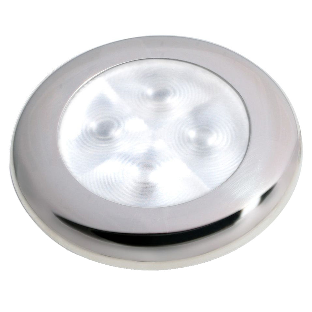 Hella Marine Slim Line LED &#39;Enhanced Brightness&#39; Round Courtesy Lamp - White LED - Stainless Steel Bezel - 12V [980500521]