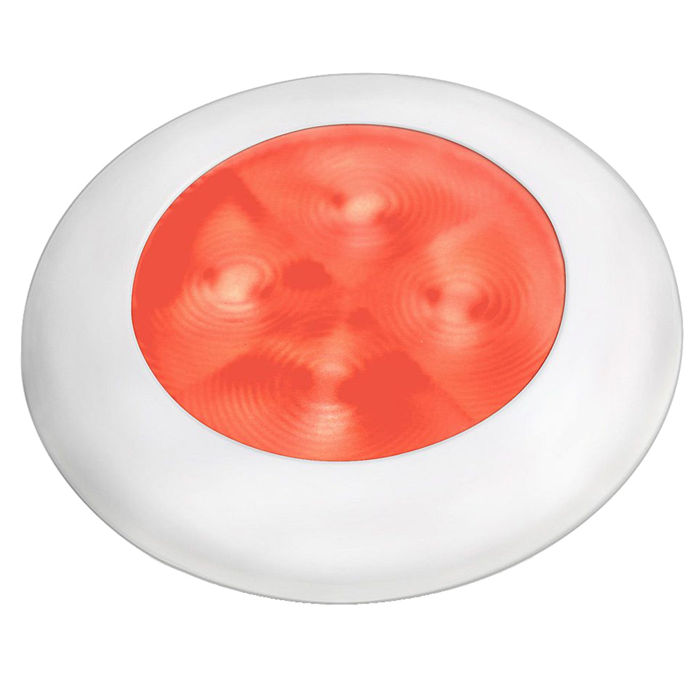 Hella Marine Slim Line LED &#39;Enhanced Brightness&#39; Round Courtesy Lamp - Red LED - White Plastic Bezel - 12V [980507241]