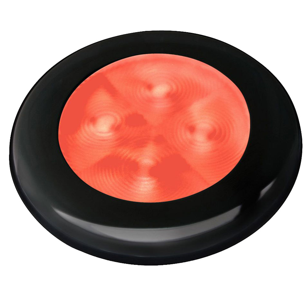 Hella Marine Slim Line LED &#39;Enhanced Brightness&#39; Round Courtesy Lamp - Red LED - Black Plastic Bezel - 12V [980507251]