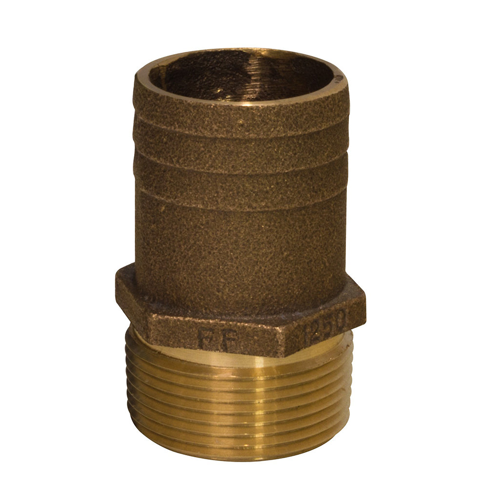 GROCO 1/2&quot; NPT x 3/4&quot; Bronze Full Flow Pipe to Hose Straight Fitting [FF-500]