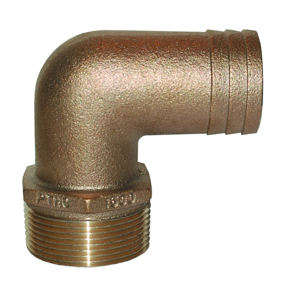 GROCO 1&quot; NPT x 1&quot; ID Bronze 90 Degree Pipe to Hose Fitting Standard Flow Elbow [PTHC-1000]
