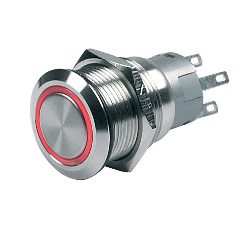 BEP Push-Button Switch 12V Momentary On/Off - Red LED [80-511-0002-00]