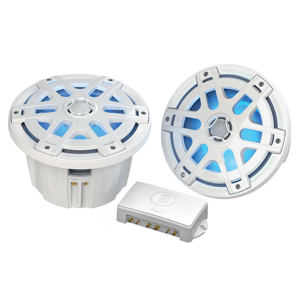 Poly-Planar MA-OC8 8&quot; 500 Watt Waterproof Blue LED Speaker - White [MA-OC8]