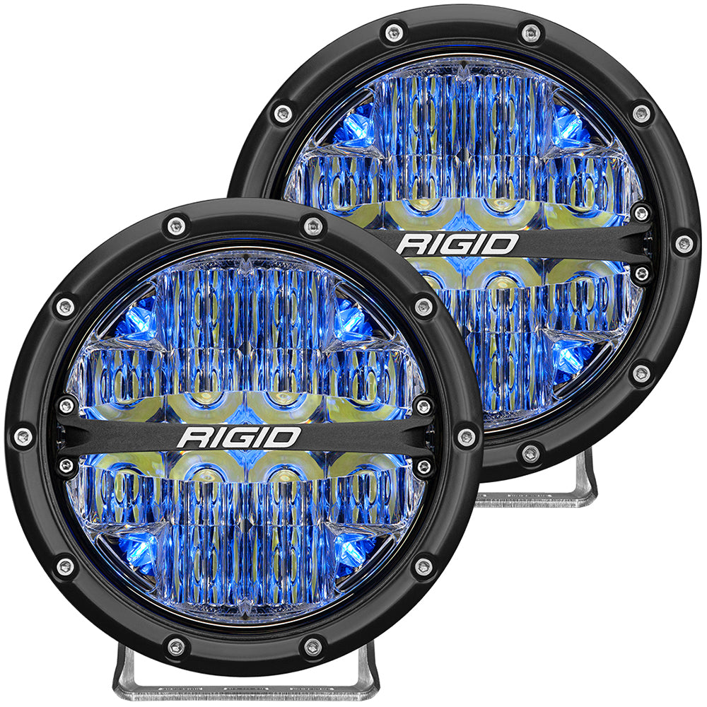 RIGID Industries 360-Series 6&quot; LED Off-Road Fog Light Spot Beam w/Blue Backlight - Black Housing [36202]