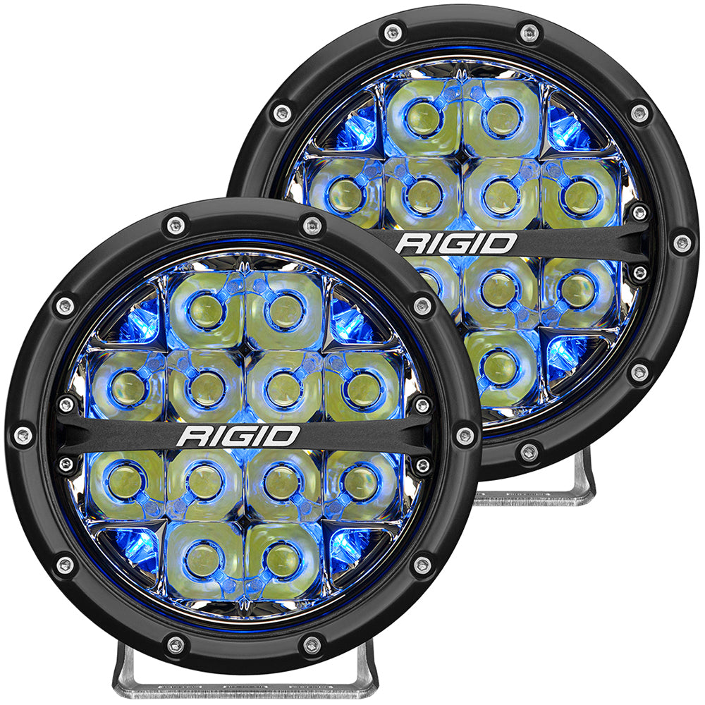 RIGID Industries 360-Series 6&quot; LED Off-Road Fog Light Drive Beam w/Blue Backlight - Black Housing [36207]
