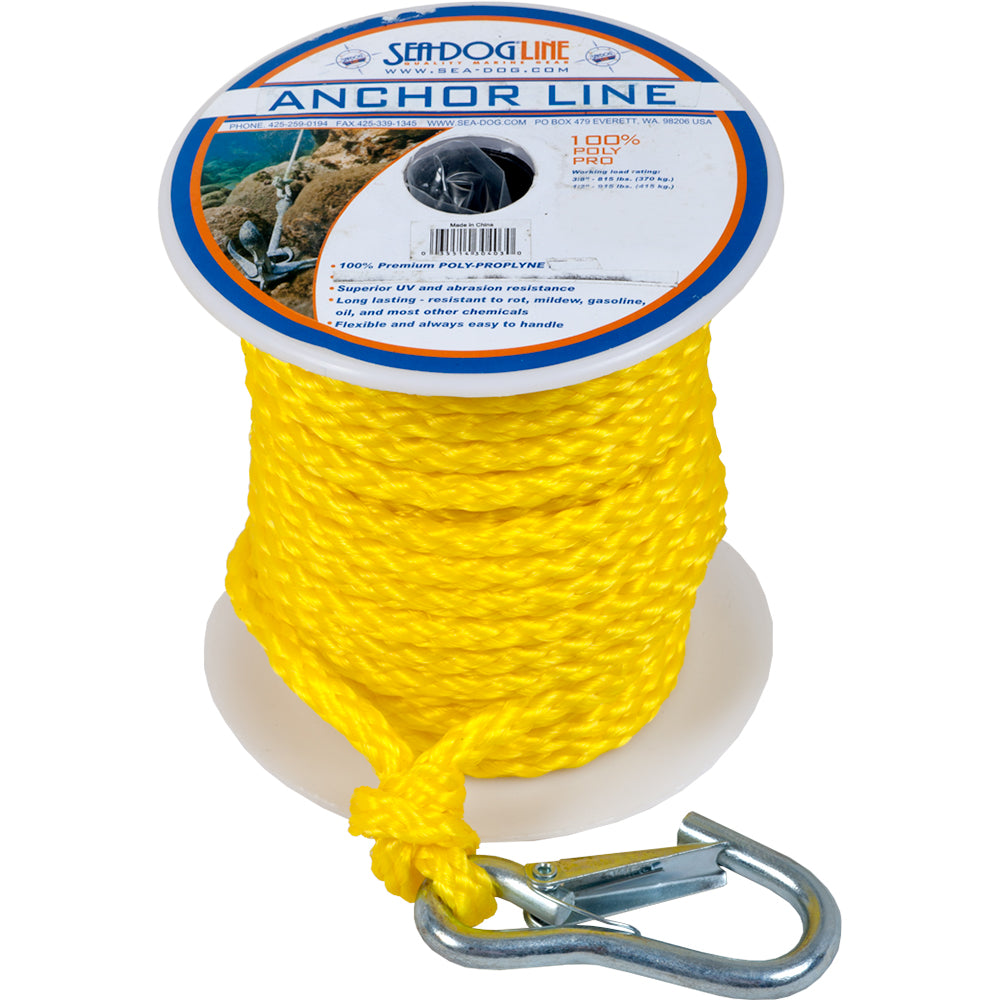 Sea-Dog Poly Pro Anchor Line w/Snap - 3/8&quot; x 100 - Yellow [304210100YW-1]