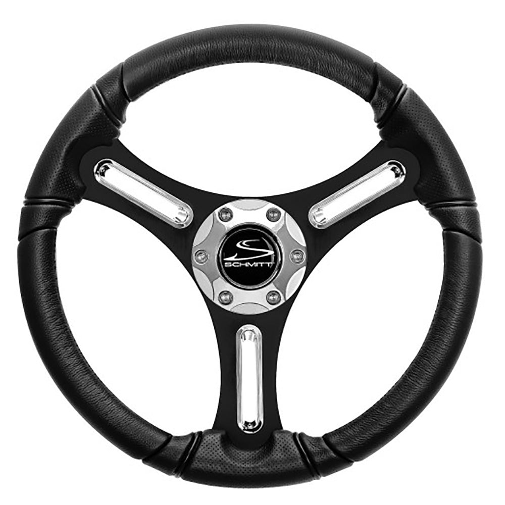 Schmitt Marine Torcello 14&quot; Wheel - 03 Series - Polyurethane Wheel w/Chrome Trim  Cap - Brushed Spokes - 3/4&quot; Tapered Shaft [PU033104-12]