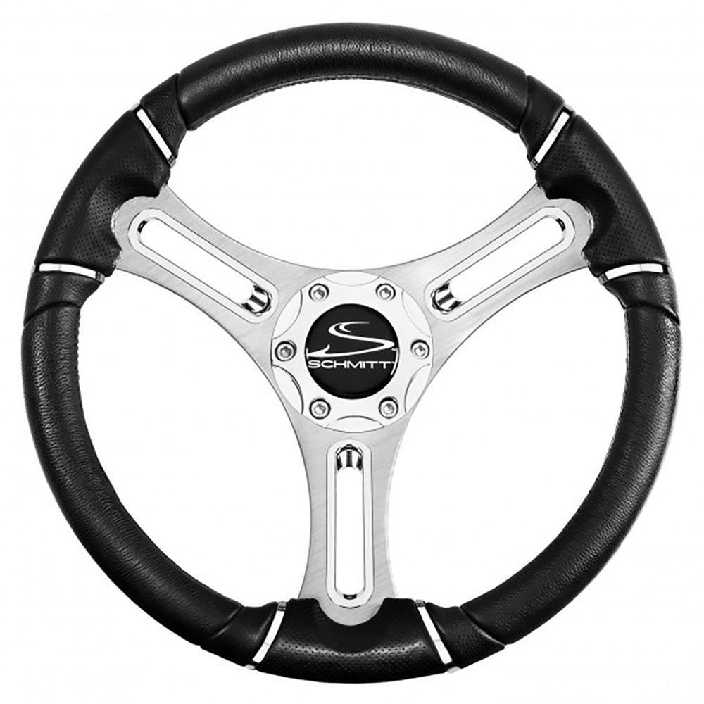 Schmitt Marine Torcello 14&quot; Wheel - 04 Series - Polyurethane Wheel w/Chrome Trim  Cap - Brushed Spokes - 3/4&quot; Tapered Shaft [PU043144-12]