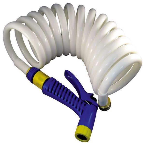 White Coil Hose with Nozzle