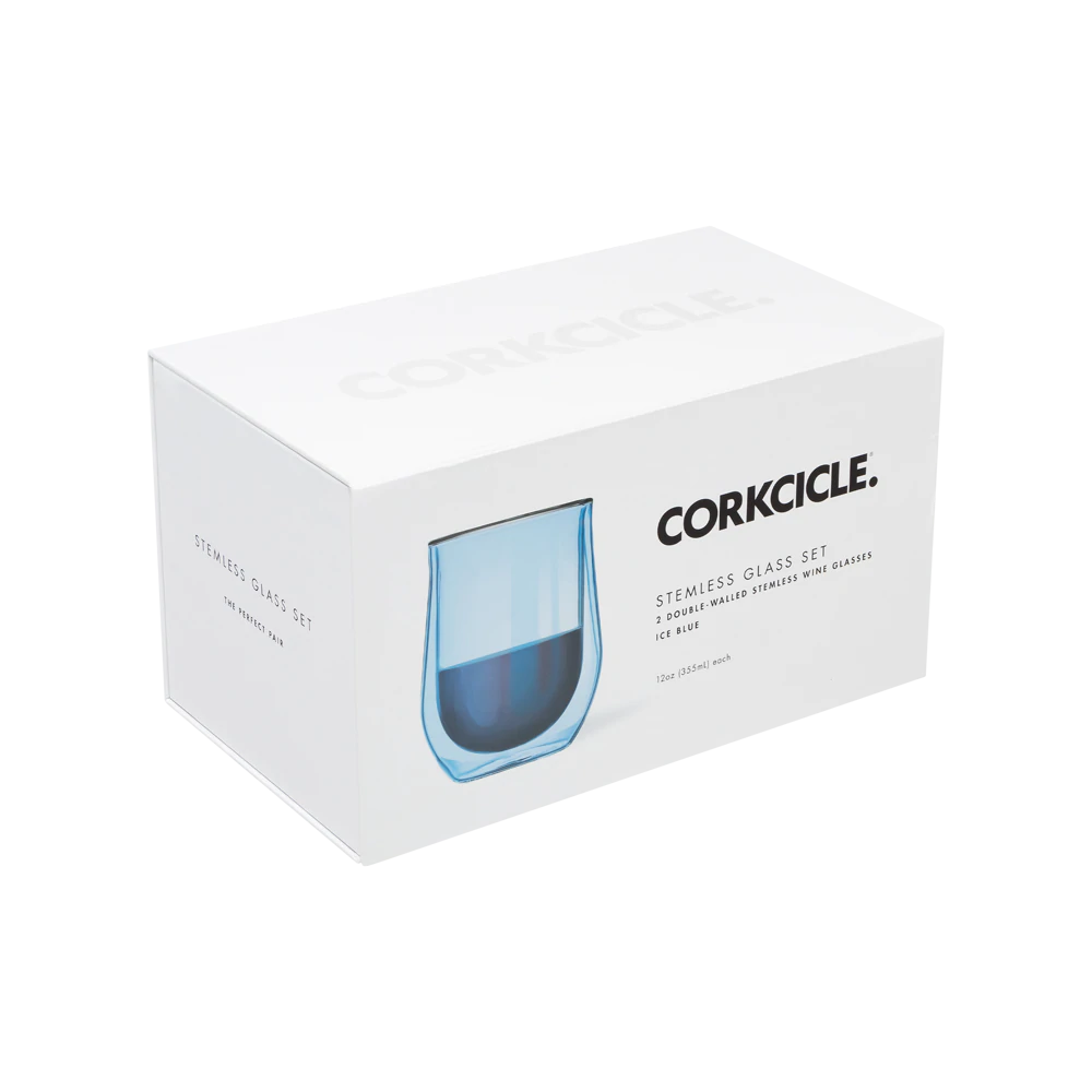 Corkcicle Glass Stemless - Double Pack - Ice Blue
