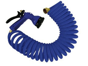 Whitecap 15' Blue Coiled Hose w/ Adjustable Nozzle